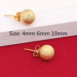 Polished Brass Ball Stud Earrings Men Girls Boys Round Jewelry