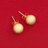 Polished Brass Ball Stud Earrings Men Girls Boys Round Jewelry