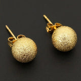 Polished Brass Ball Stud Earrings Men Girls Boys Round Jewelry
