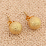 Polished Brass Ball Stud Earrings Men Girls Boys Round Jewelry