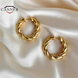Retro Twisted Hoop Earrings for Women Men Piercing Round Earings