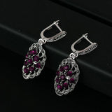 Vintage Crystal Earrings Antique 925 Silver Plated #E1821