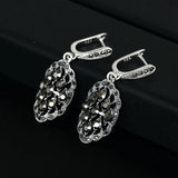 Vintage Crystal Earrings Antique 925 Silver Plated #E1821