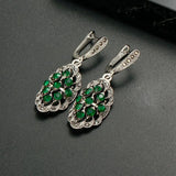 Vintage Crystal Earrings Antique 925 Silver Plated #E1821