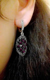 Vintage Crystal Earrings Antique 925 Silver Plated #E1821