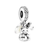 925 Silver Boy Girl Palm Charm Bead Bracelet Jewelry