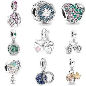 925 Silver Clover Butterfly Flower Charm Beads for Bracelet F039