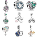 925 Silver Clover Butterfly Flower Charm Beads for Bracelet F039