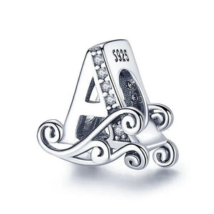 925 Sterling Silver Alphabet Charm Name Bead for Bracelet Jewelry