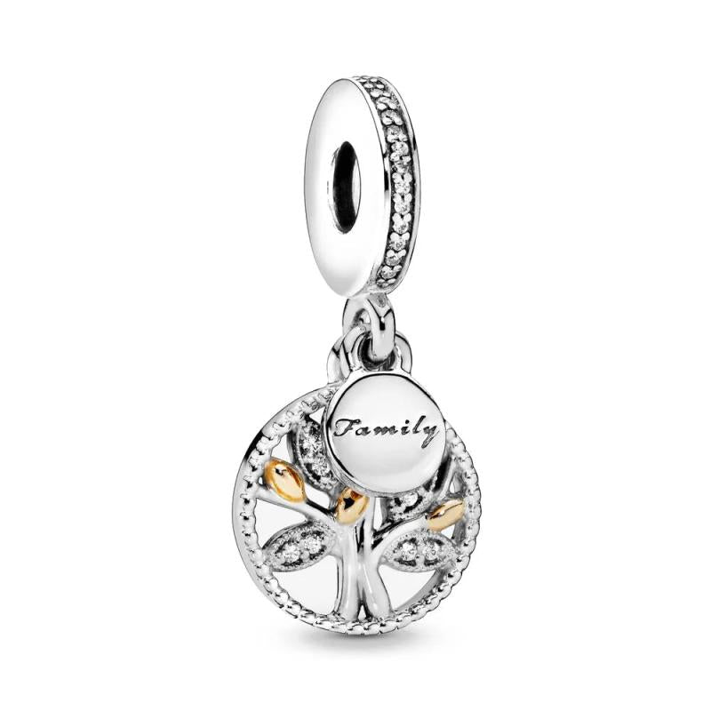 925 Silver Family Tree Pendant DIY Charms for Bracelet