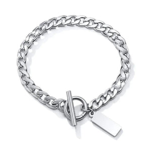 Men's Cuban Chain Bracelet Stainless Steel Toggle Clasp