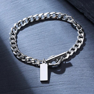 Men's Cuban Chain Bracelet Stainless Steel Toggle Clasp
