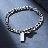 Men's Cuban Chain Bracelet Stainless Steel Toggle Clasp