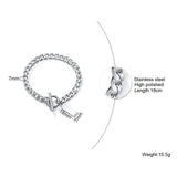Men's Cuban Chain Bracelet Stainless Steel Toggle Clasp