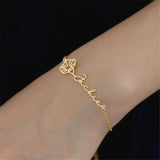 Birth Flower Name Bracelet Stainless Steel Letter Bracelet for Women