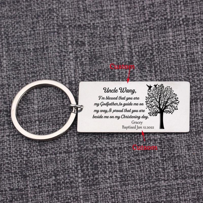 Personalized Stainless Steel Godfather Keychain