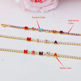 Colorful Enamel Bracelet Personalized Say My Name Tennis Chain Bracelet