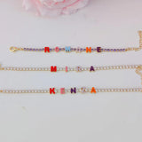 Colorful Enamel Bracelet Personalized Say My Name Tennis Chain Bracelet