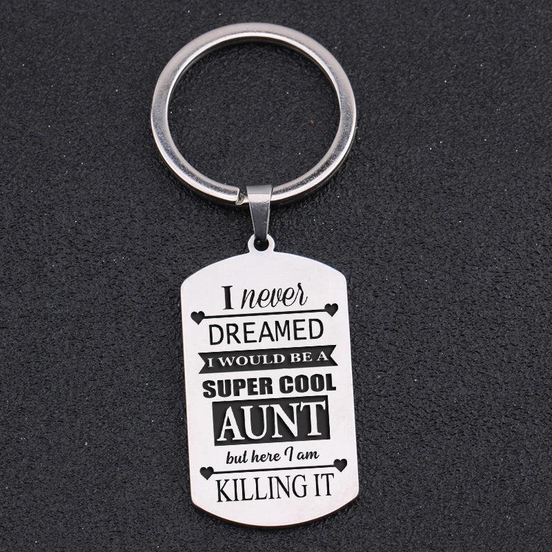 Aunt Dog Tag Keychain: Killing It