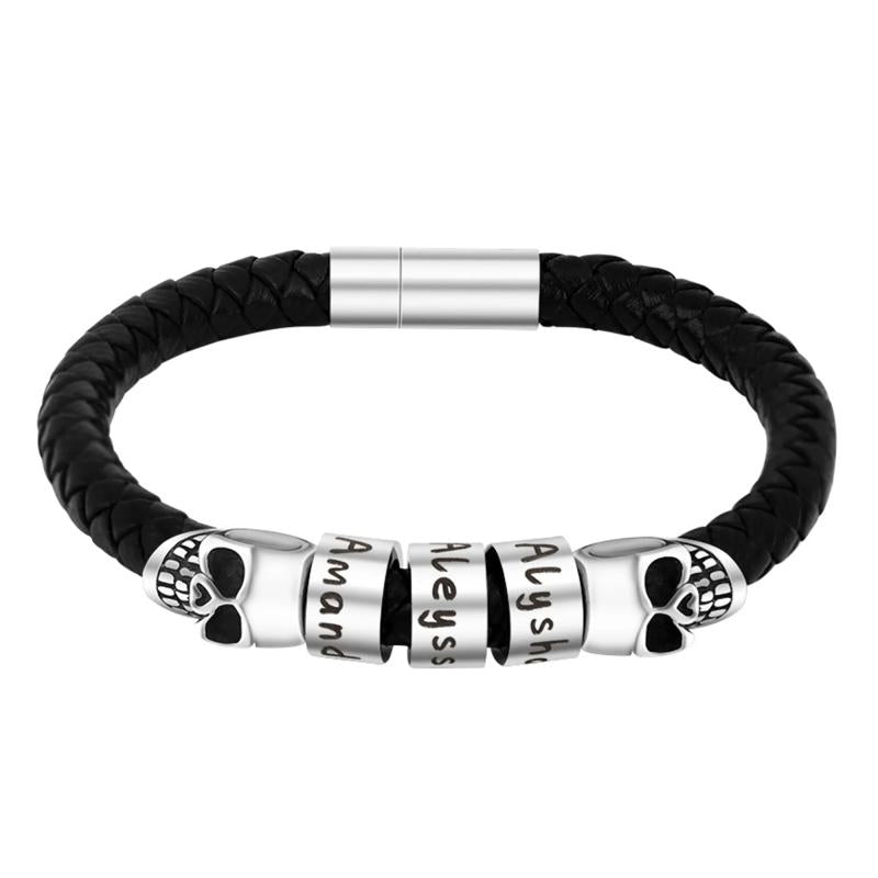 Gothic Skull Bracelet PU Weave Chain Punk Rock Bangle