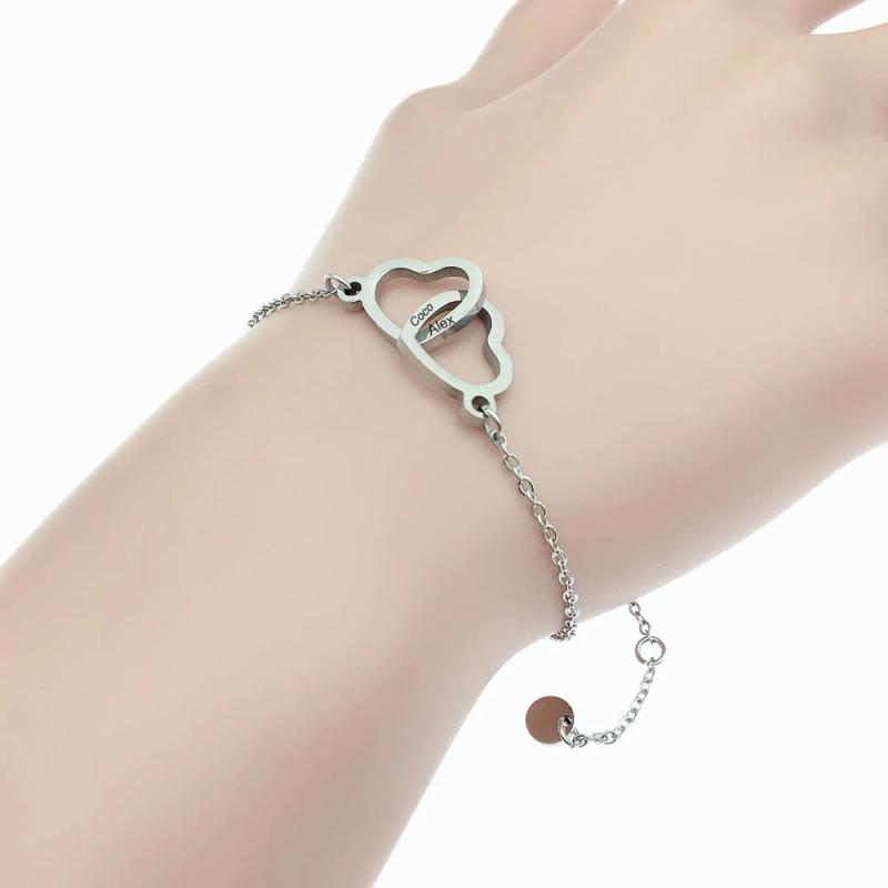 Custom Couple Name Bracelet Stainless Steel Boyfriend Girlfriend Engrave