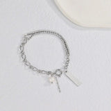 Personalized Stainless Steel Diamond Pearl Bracelet Name Slicing Chain