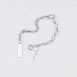 Personalized Stainless Steel Diamond Pearl Bracelet Name Slicing Chain