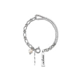 Personalized Stainless Steel Diamond Pearl Bracelet Name Slicing Chain