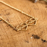 Double Heart Two Name Bracelet Personalized Couple Jewelry