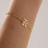 Personalized Initial Letter Bracelet Old English Charm Bracelet
