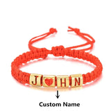 Personalized Metal Charm Braided Bracelet 1-9 Letter Beads Mother's Gift