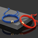 Personalized Metal Charm Braided Bracelet 1-9 Letter Beads Mother's Gift