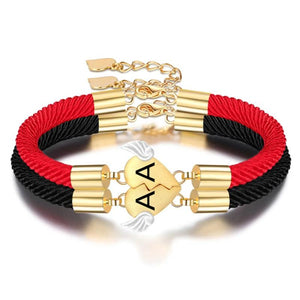 Couple Bracelets Heart Wing Charm Magnetic Clasps Lock Key