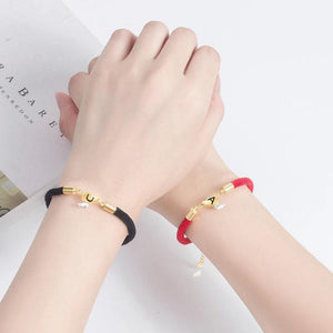 Couple Bracelets Heart Wing Charm Magnetic Clasps Lock Key