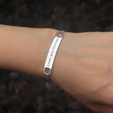 Custom Engraved Beaded Chain Name Bracelet Stainless Steel Men Women Jewelry