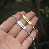 Name Bracelet Stainless Steel For Men Women Adjustable Box Chain