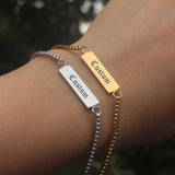 Name Bracelet Stainless Steel For Men Women Adjustable Box Chain