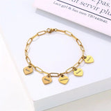 Customized Heart Charm Bracelet with Up to 5 Names Stainless Steel Chain