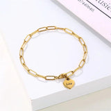 Customized Heart Charm Bracelet with Up to 5 Names Stainless Steel Chain