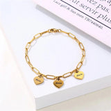 Customized Heart Charm Bracelet with Up to 5 Names Stainless Steel Chain