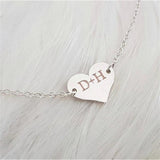 Engraved Heart Bracelet for Women - Custom Name Initial Letter