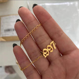 Old English Number Bracelet Stainless Steel Year Pulseiras Masculina