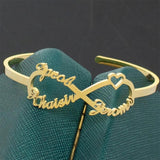 Custom Heart Name Bracelet, Personalized Stainless Steel Bangle