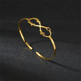 Custom Heart Name Bracelet, Personalized Stainless Steel Bangle