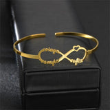 Custom Heart Name Bracelet, Personalized Stainless Steel Bangle