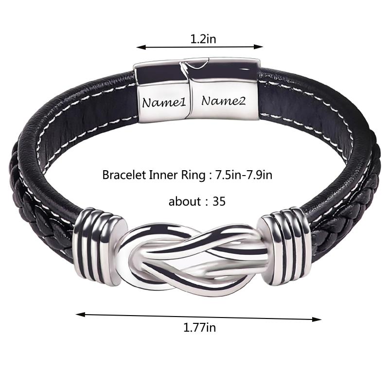 Vintage Leather Bracelet - Customizable Hand-knitted Men's Gift