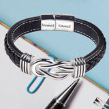 Vintage Leather Bracelet - Customizable Hand-knitted Men's Gift