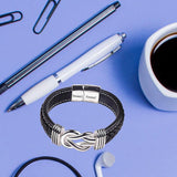 Vintage Leather Bracelet - Customizable Hand-knitted Men's Gift