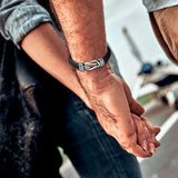 Vintage Leather Bracelet - Customizable Hand-knitted Men's Gift
