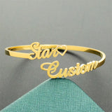 Personalized Double Names Bracelet Stainless Steel Cuff Bangle